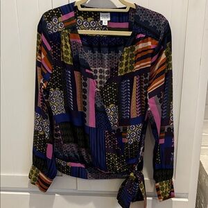 White House Black Market Multicolor Geometric Blouse